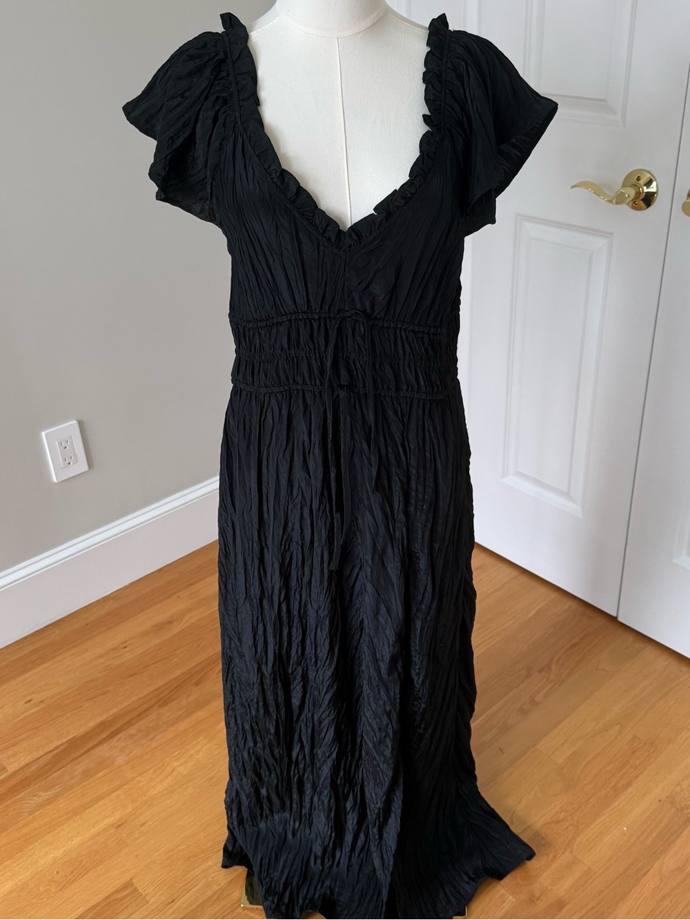NWT.  J. Crew Black V-Neck Maxi Dress